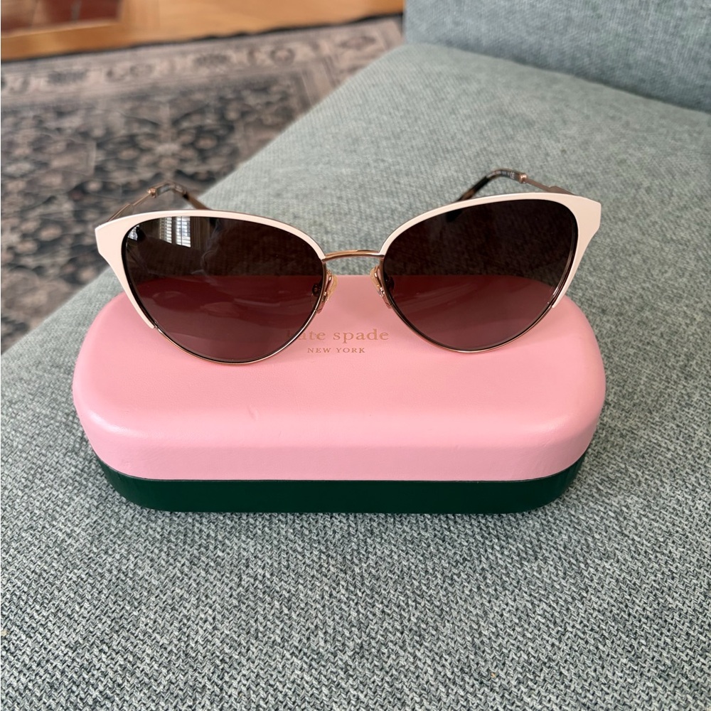 kate spade Cat Eye Sunglasses in Pink and Gold with Brown Gradient Lenses